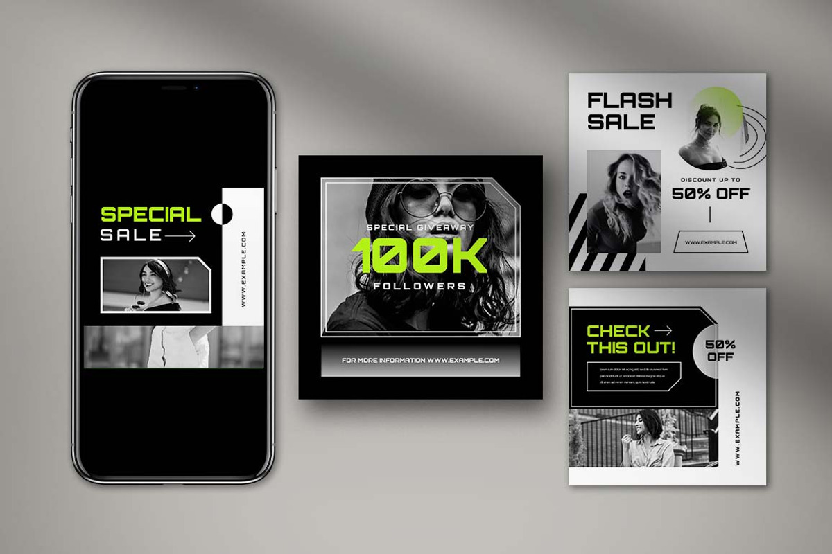 Monochrome Instagram Template, a Social Media Template by graphicook
