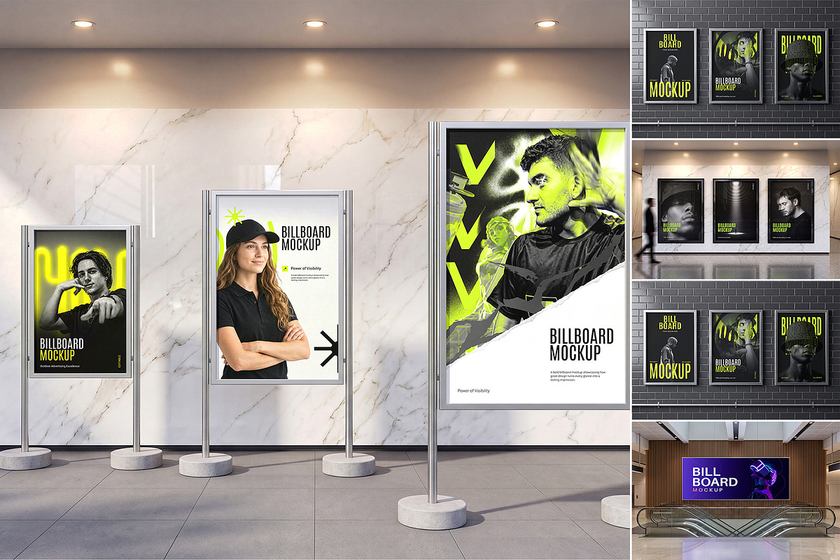 Indoor Billboard Mockup Bundle, an Advertising Mockup by graphypix (Photo 2 of 13)