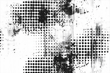 An seamless distressed halftones abstract black and white composition featuring, a Background Graphic by Textures & Backgrounds