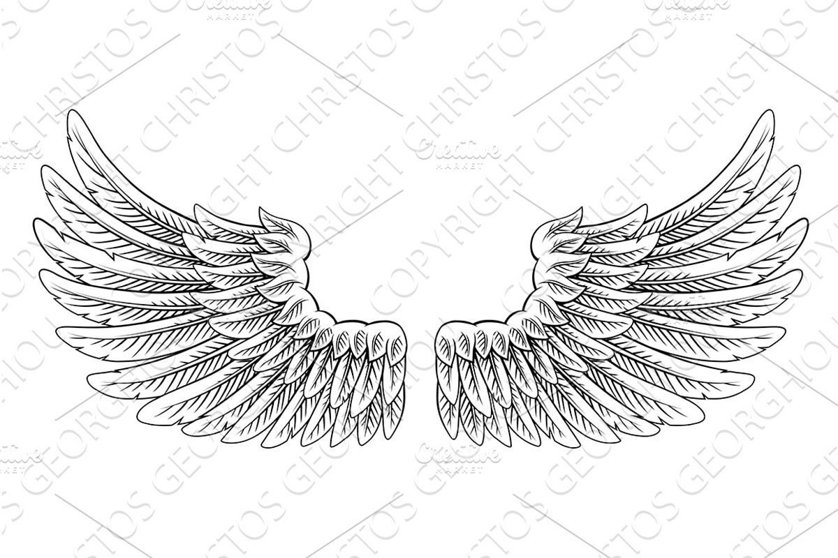 Angel Eagle Pegasus Feather Wings, a Decorative Illustration by Christos Georghiou