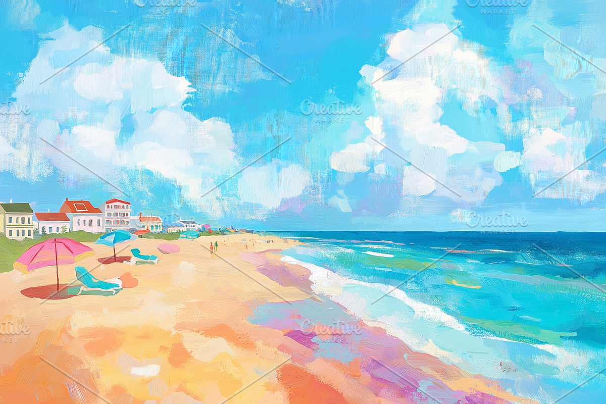 Coastal Beach Day Wall Art Print, an Illustration by Art Paradise Studios