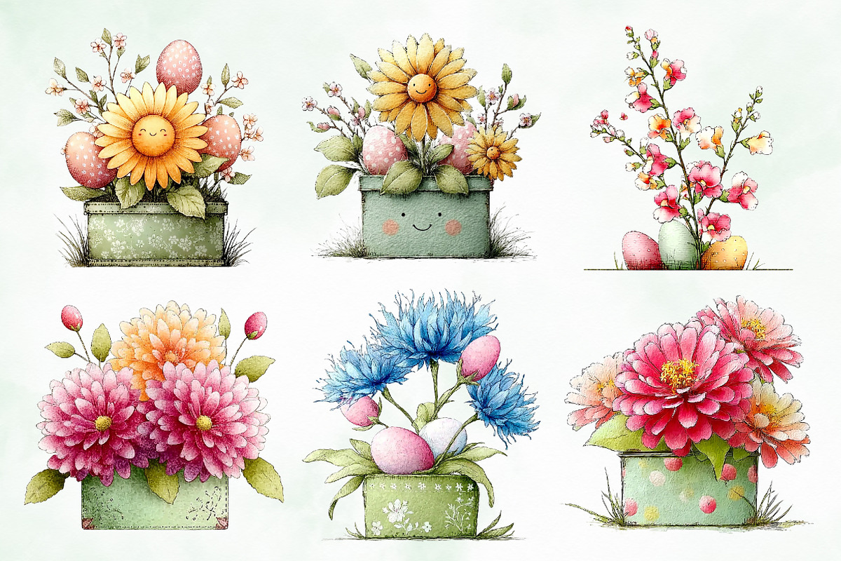 Whimsical Summer Flowers Png Clipart, an Illustration by Creative Art (Photo 2 of 8)