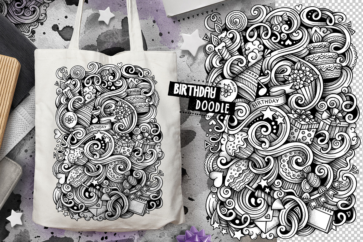 Birthday Graphic Doodle Illustration, a Decorative Illustration by BALABOLKA (Photo 2 of 3)