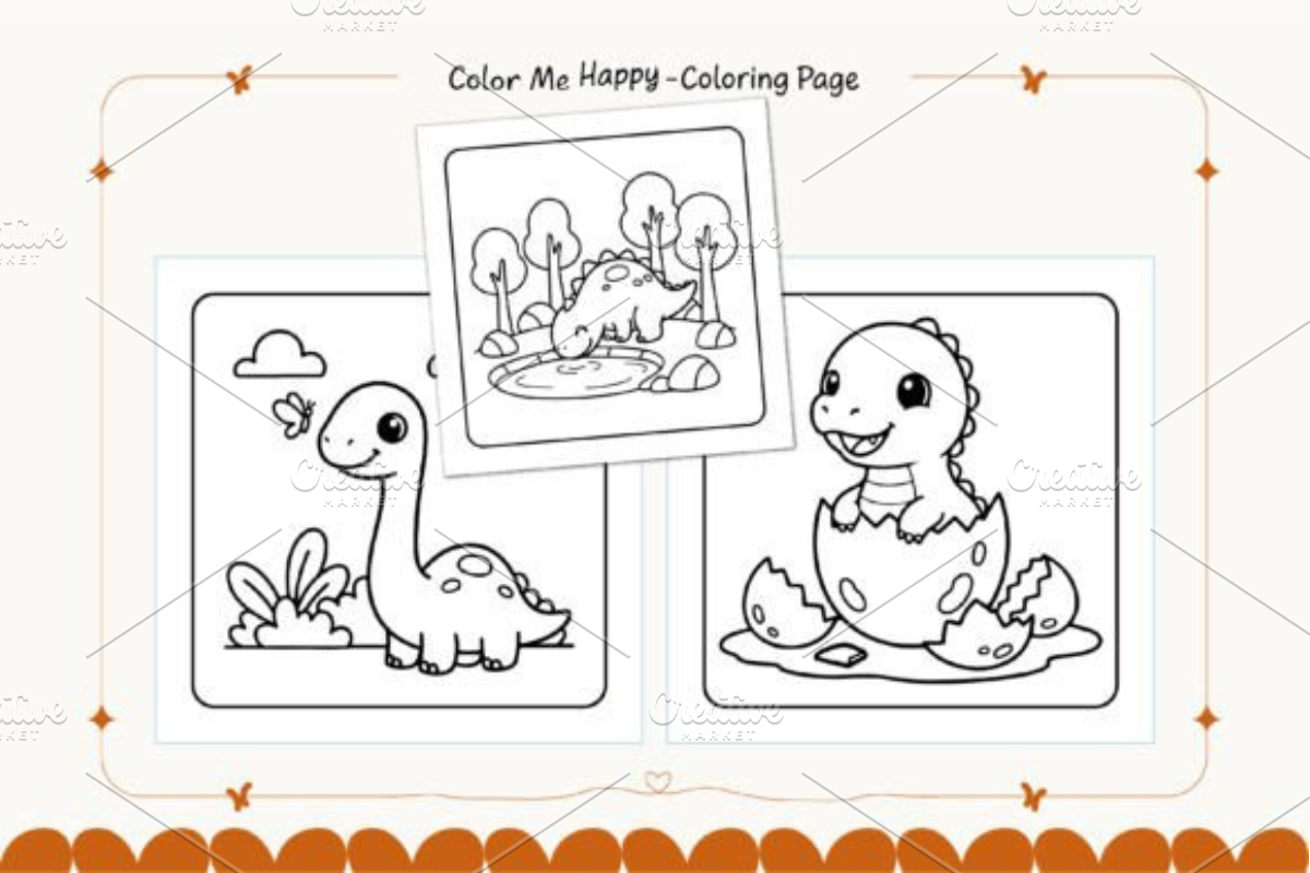 Dinosaur Coloring Pages for Kids, an Animal Illustration by Ink Gallery (Photo 3 of 6)