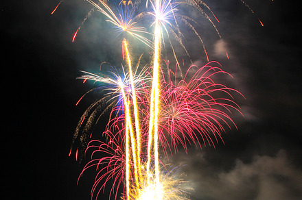 Fireworks over night the water