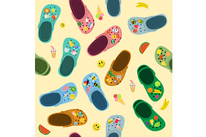 Slippers pattern. summer colorful, an Object Illustration by Onyx