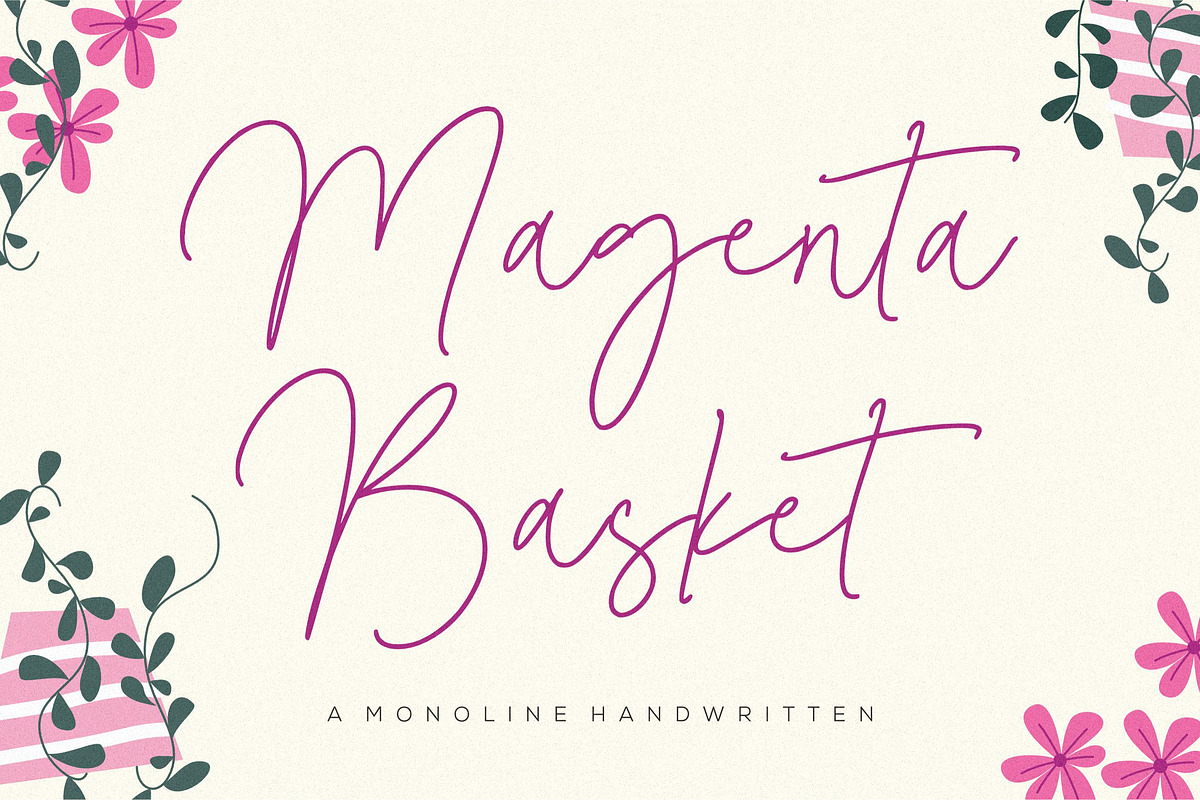 Magenta Basket Font, a Script Font by Balpirick Studio (Photo 1 of 6)