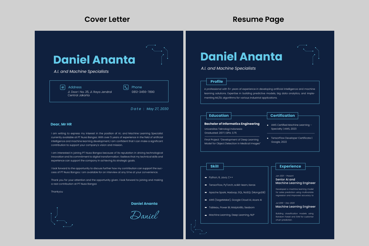 CV Resume for AI and Machine Experts, a Resume Template by twinstd (Photo 2 of 2)