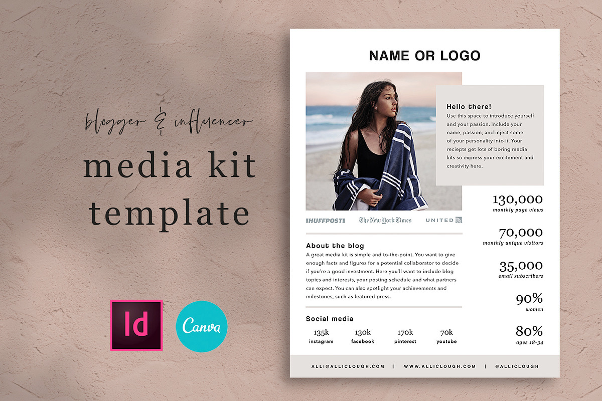 Media Kit Template, Canva / Adobe, a Resume Template by Edit & Go Templates (Photo 1 of 4)