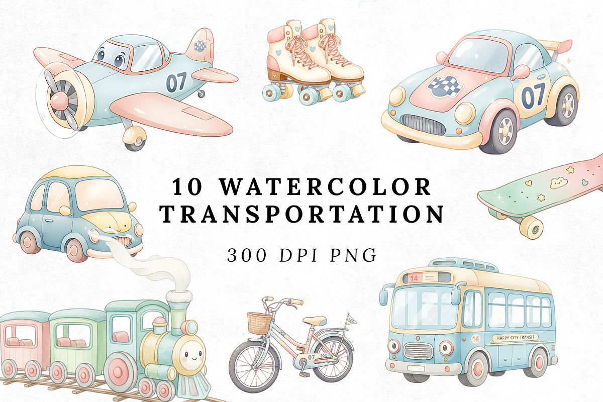 watercolor transportation clipart, a Photo by Elegant_Studio44 (Photo 1 of 3)