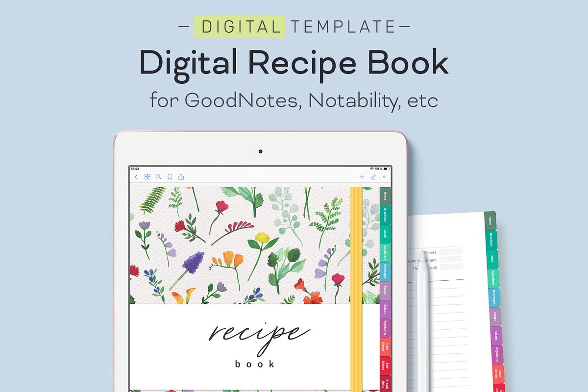 Digital Recipe Book for Goodnotes, a Stationery Template by PickMimi (Photo 1 of 7)