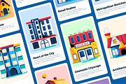 Flat Buildings Icons, a Duotone Icon by Prosymbols (Thumbnail 3 of 8)