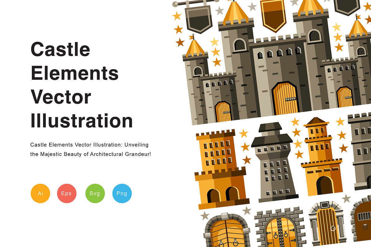 Castle Elements Vector Illustration, an Object Illustration by KAZ by IanMikraz Studio (Photo 1 of 3)