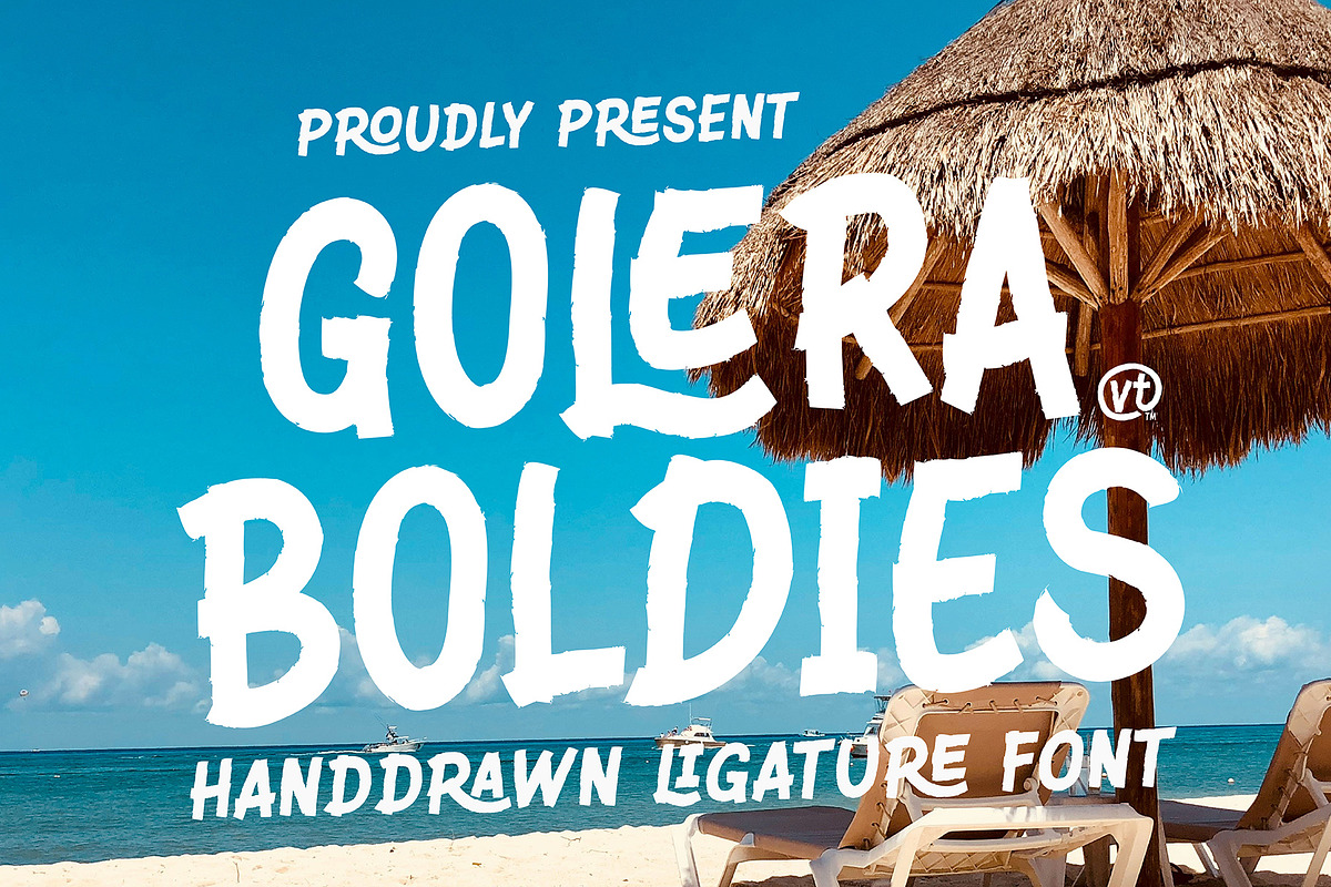 VT Golera Boldies - Ligature Font, a Sans Serif Font by ViactionType (Photo 1 of 10)