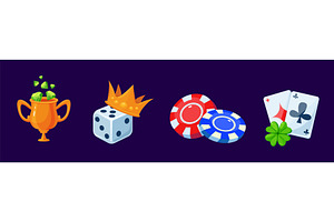 Cartoon gambling icons. Casino, an Illustration by LadadikArt