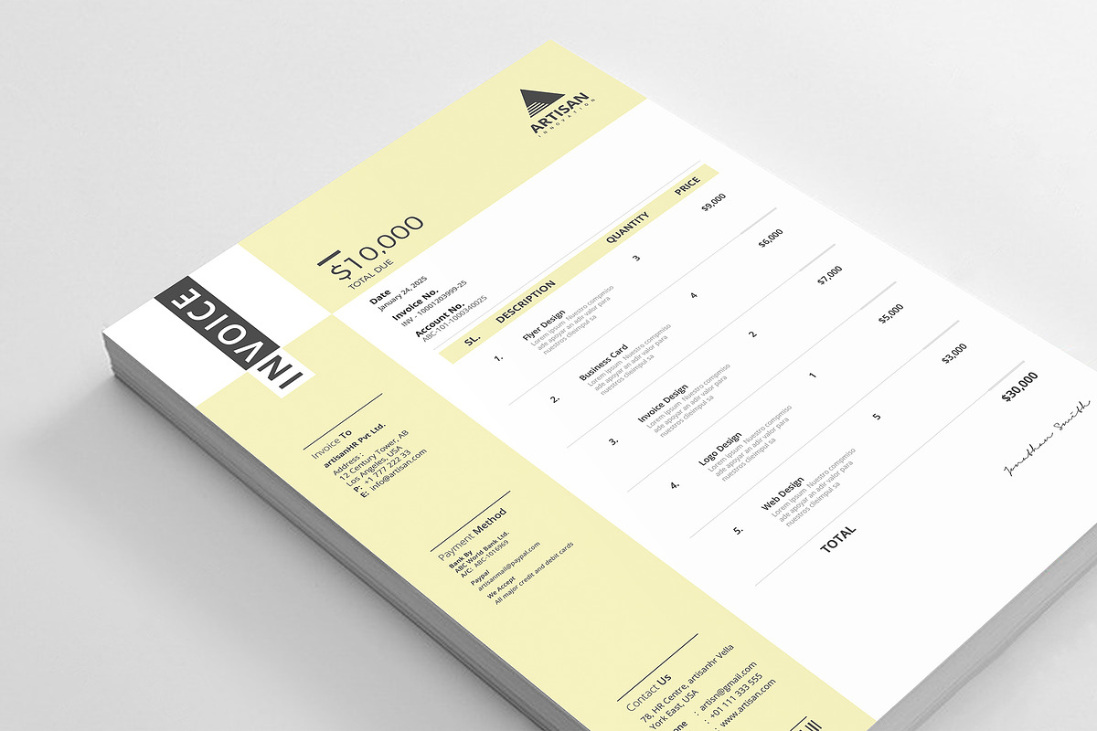 Invoice Template, a Stationery Template by artisanHR