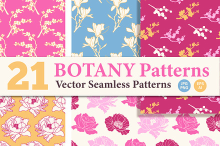 Botany Vector Seamless Patterns Pack