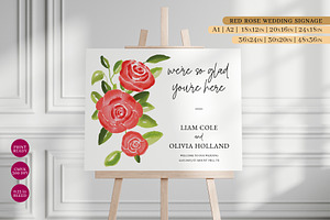 Red Rose Floral Welcome Sign, a Stationery Template by Beyond Muse