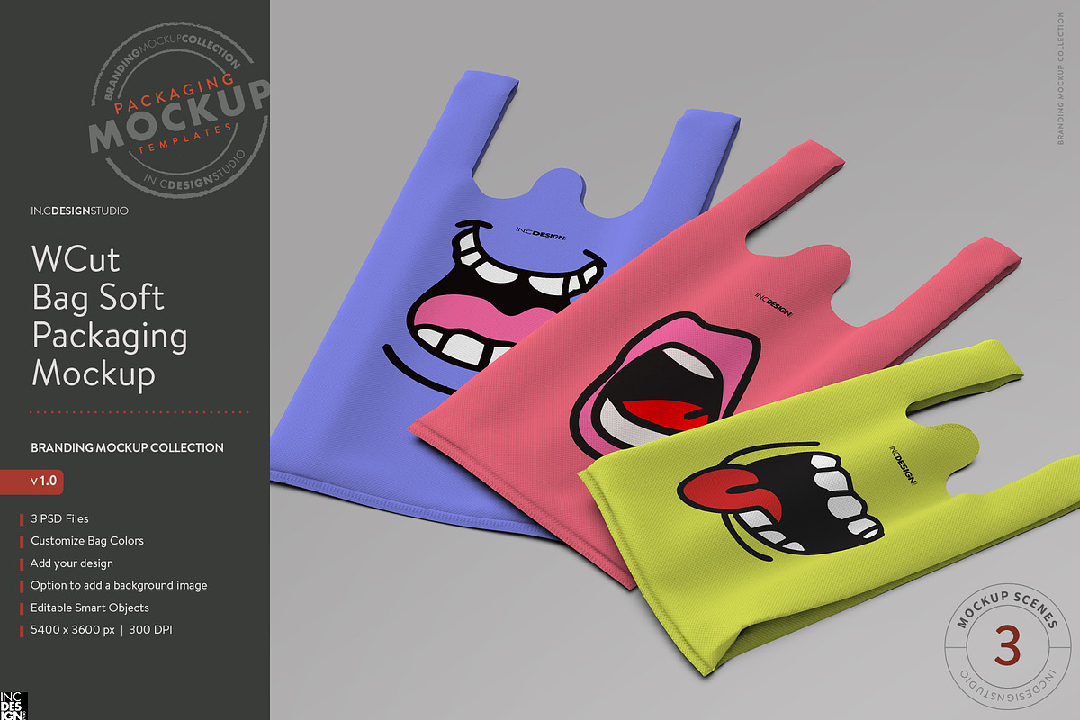 WCut Eco Bag Soft Packaging Mockup, a Packaging Mockup by INCDesign (Photo 2 of 14)