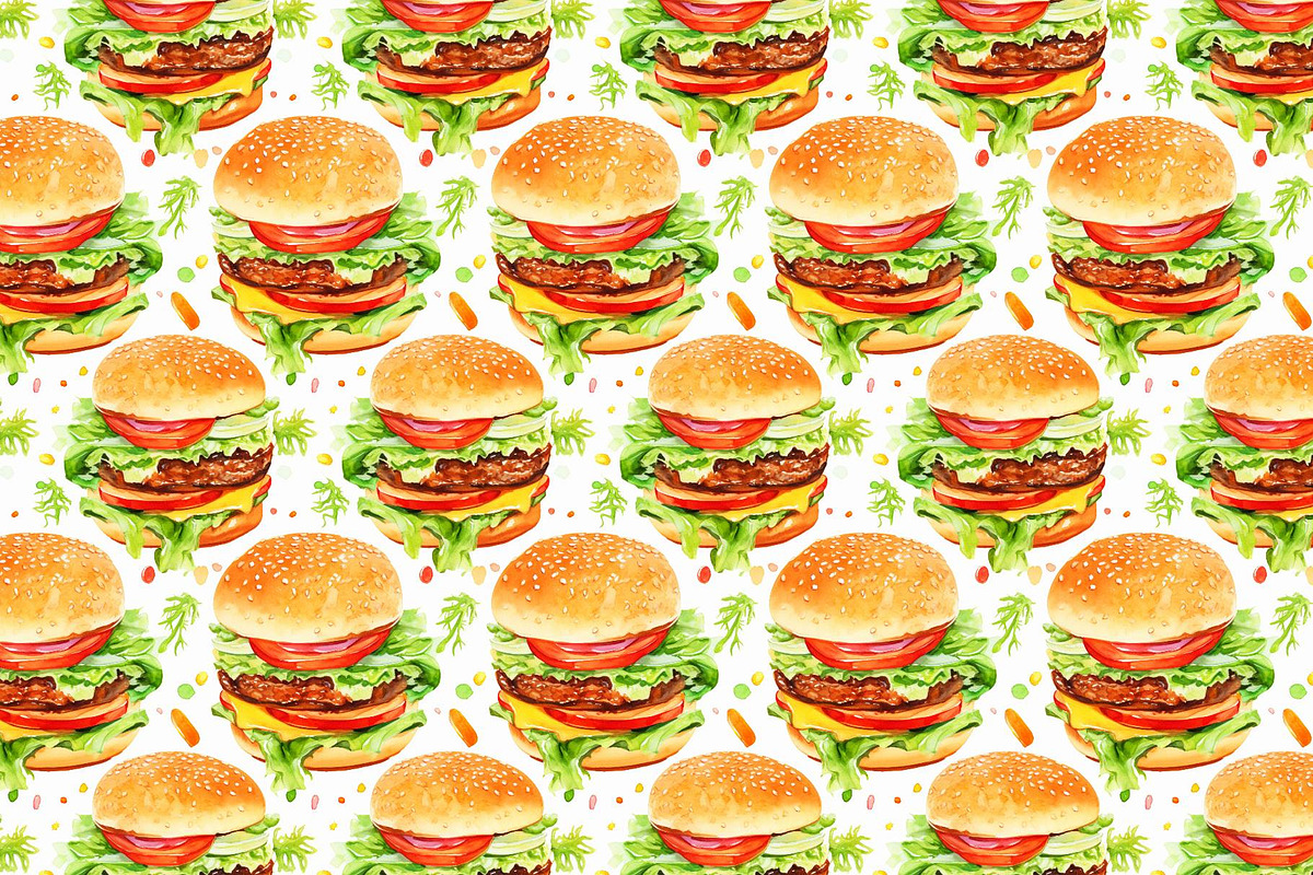 Burger pattern, a Pattern Graphic by AlexandraTret (Photo 1 of 3)