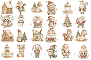 Cozy White Christmas Clipart Set, a Decorative Illustration by Pati Charm Studio (Thumbnail 2 of 7)