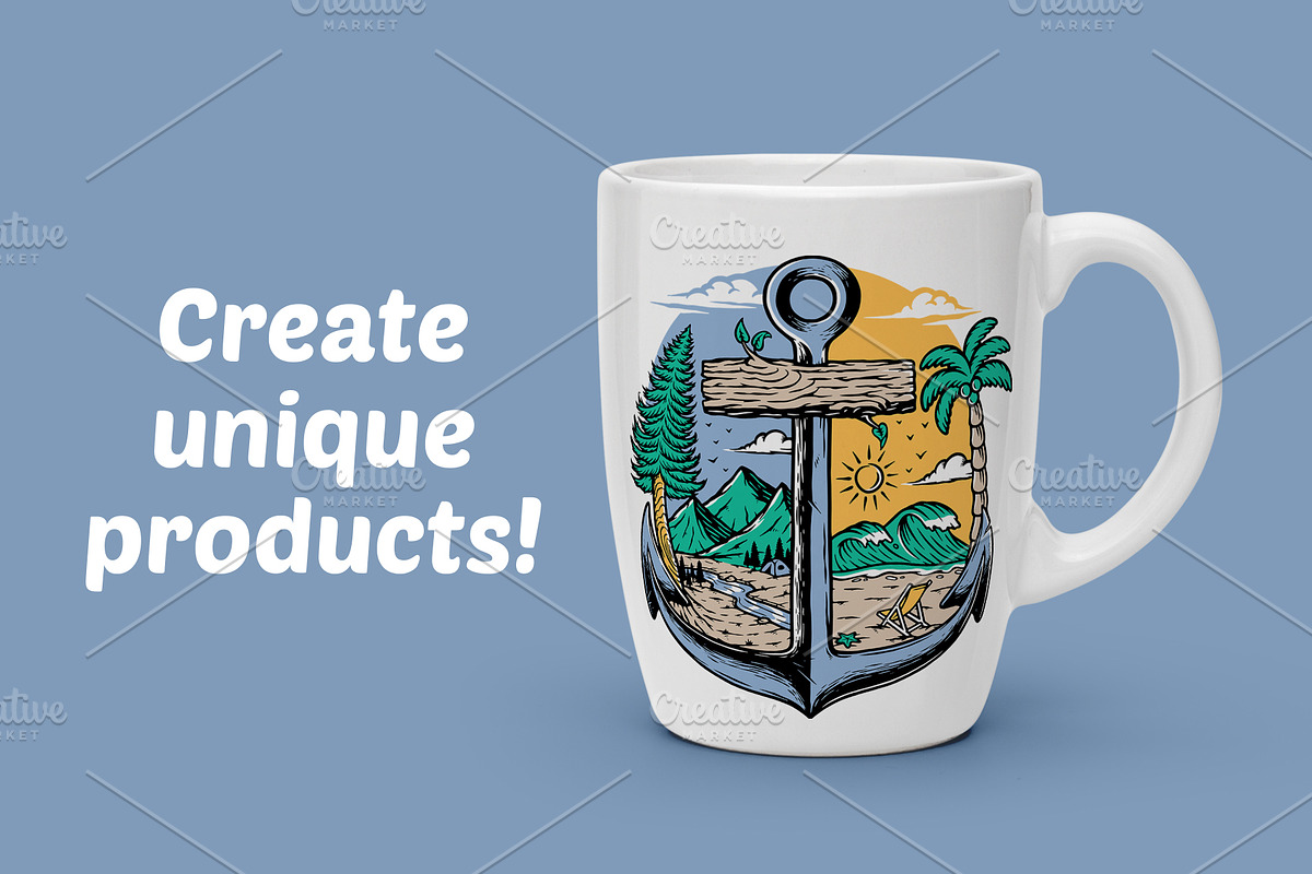 anchor and natural scenery, a Seasonal Illustration by gunaonedesign (Photo 2 of 6)