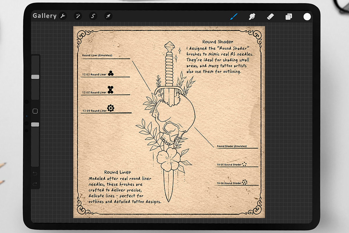 70 Tattoo Brushes for Procreate, a Brushes & More by Disyukov (Photo 4 of 11)