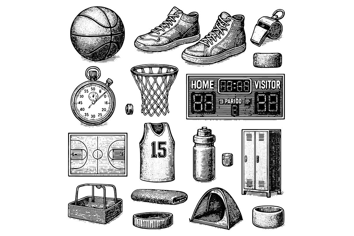 Basketball Sport  Illustration Set, an Object Graphic by RT Studio