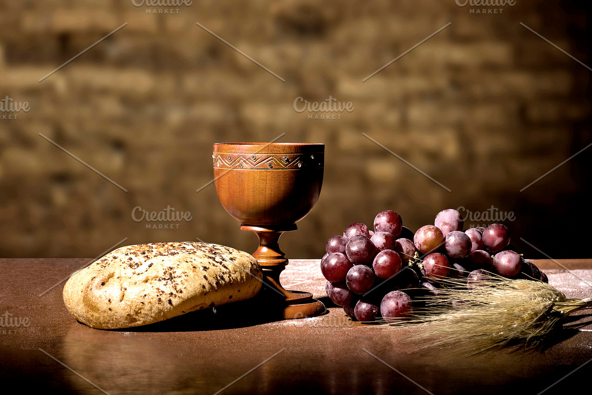 Grapes wheat bread and wine featuring wine, bread, and communion, a Food & Drink Photo by Mexico stock images (Photo 2 of 2)