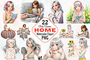 Gray Summer Home Watercolor Cliparts, an Illustration by RobertsArt (Thumbnail 1 of 8)