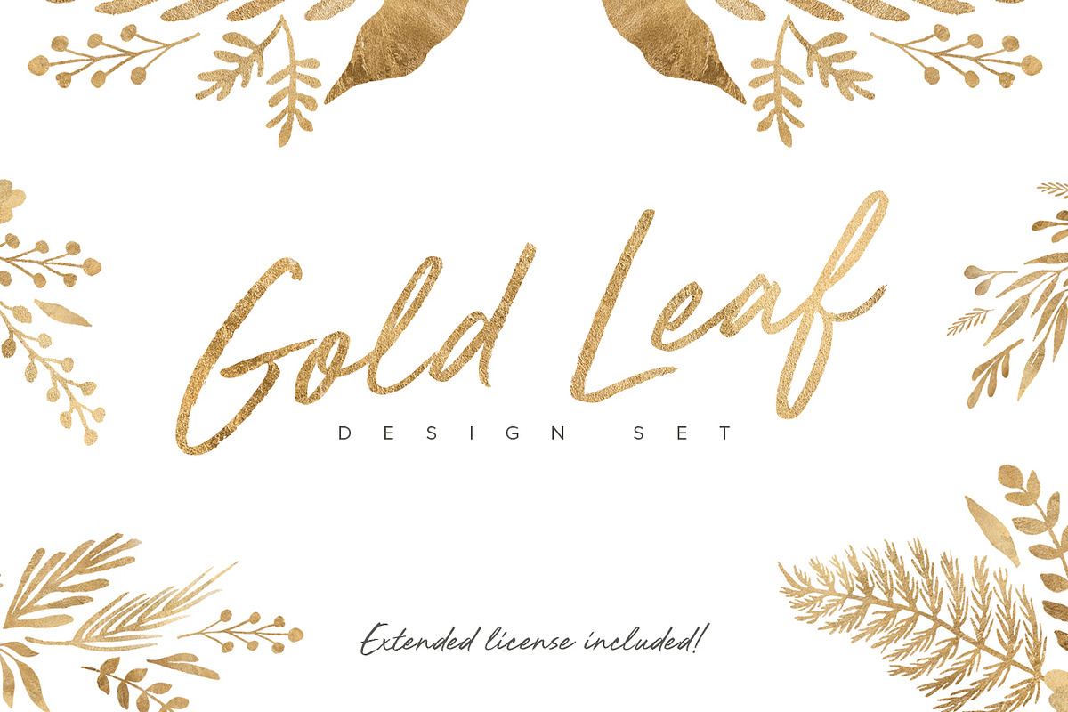 Gold Leaf Design Set, an Object Graphic by Lilac Paperie (Photo 1 of 6)