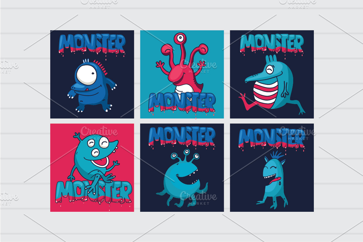 Monster set, an Illustration by YuliaBiser (Photo 3 of 6)