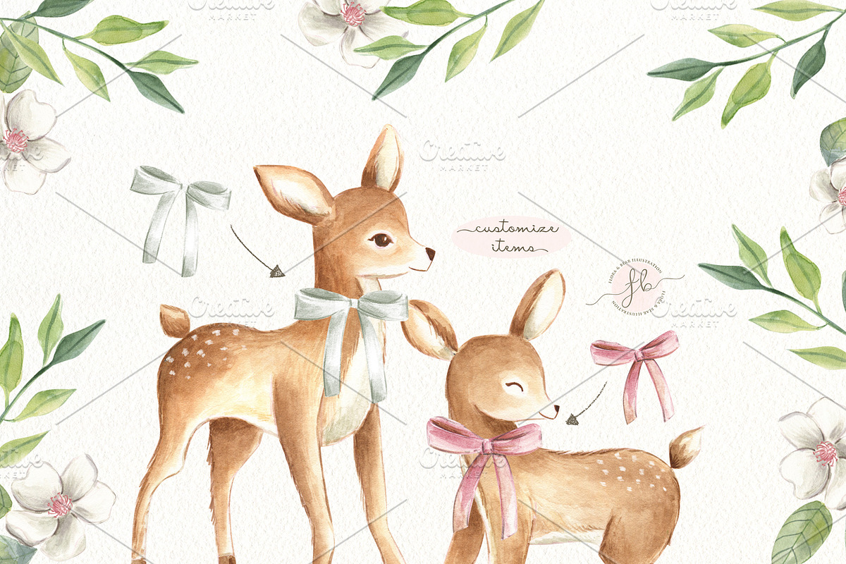 Baby Deers Watercolor Set, an Animal Illustration by Flora+Bear (Photo 6 of 8)