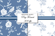 Toile de Jouy Patterns - Blue White, a Pattern Graphic by RachelStudio (Thumbnail 4 of 8)