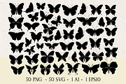 Butterfly silhouettes clipart Svg, an Object Graphic by Glass Cat Design (Thumbnail 1 of 7)
