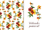 Watercolor pancies patterns, a Pattern Graphic by Floralis (Thumbnail 1 of 6)