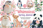 Whimsical Spring Animal Clipart, an Illustration by DreamArtGraphic (Thumbnail 1 of 4)