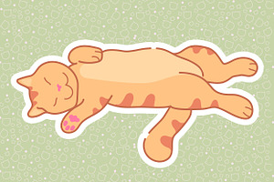 Sleeping Red Tabby Cat Stickers