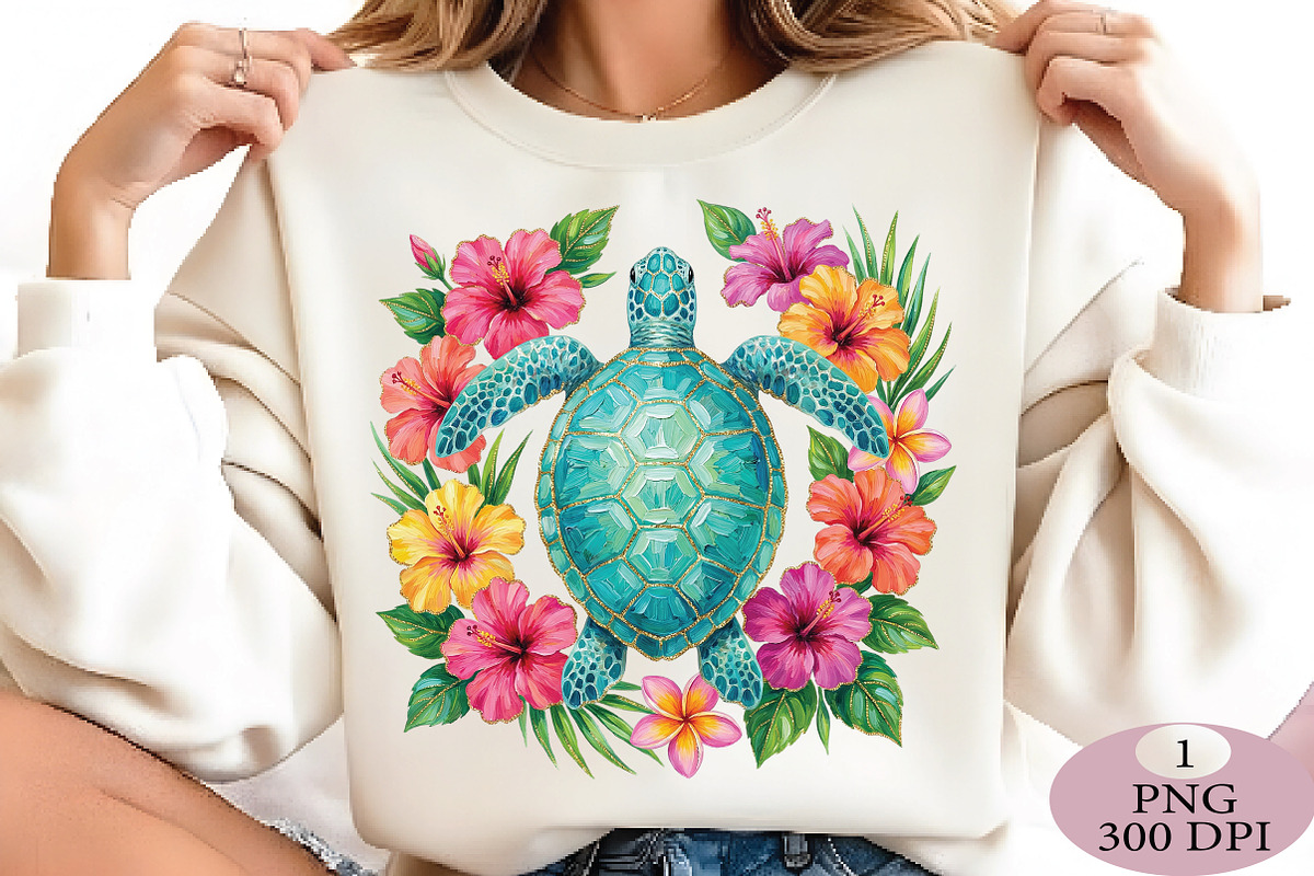 Floral Sea Turtle Summer PNG, an Illustration by Daily.Designs (Photo 2 of 5)