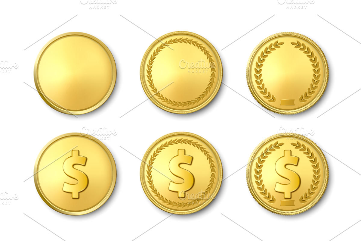 Vector Realistic Golden Coin Set., an Object Graphic by Gomolach (Photo 1 of 7)