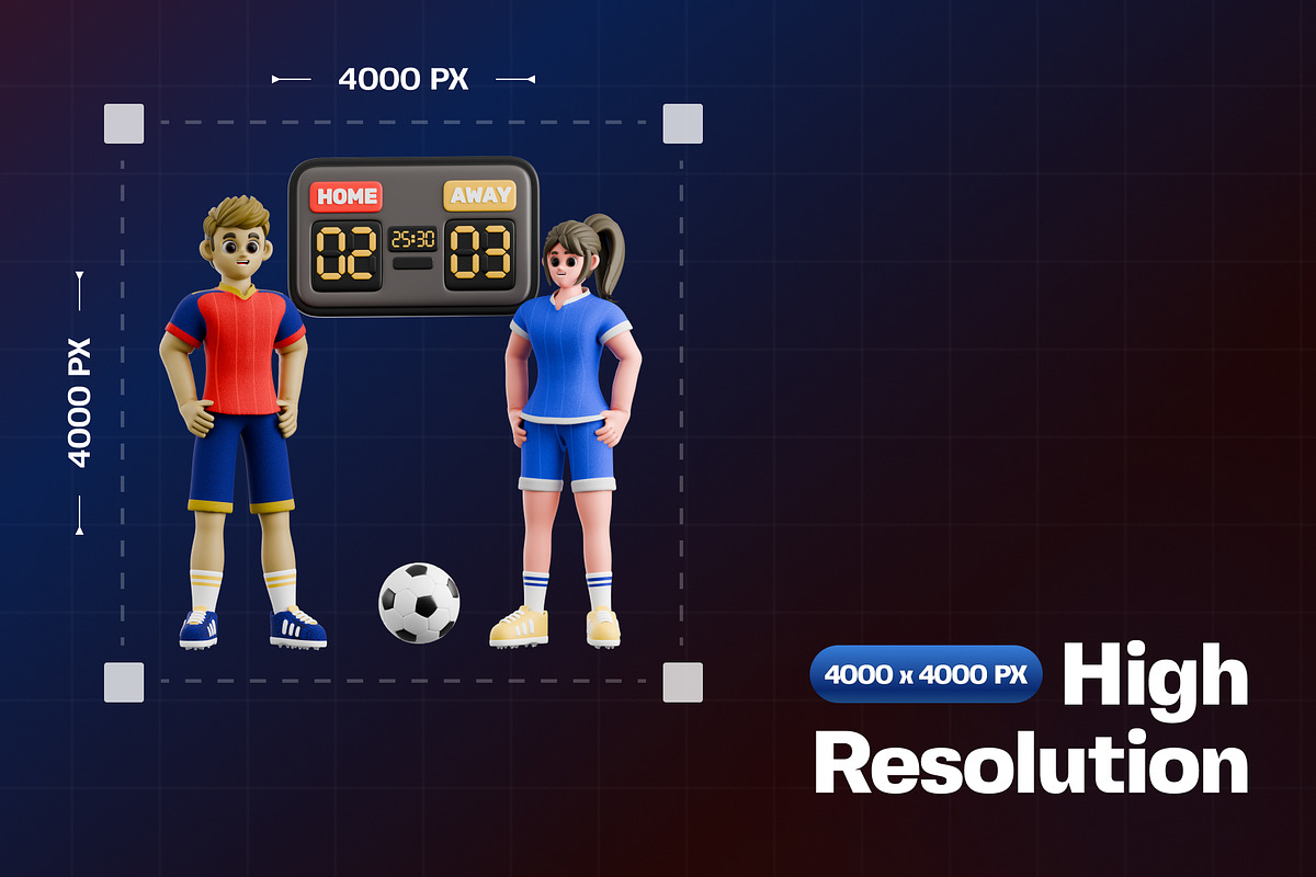 Football Play 3D Character Pack, a Characters & Person 3D Model by Haps Space (Photo 2 of 4)