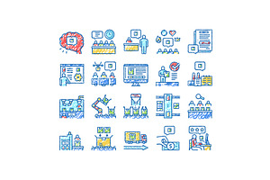 Industrial Process set Icons hand, an Object Illustration by pikepicture