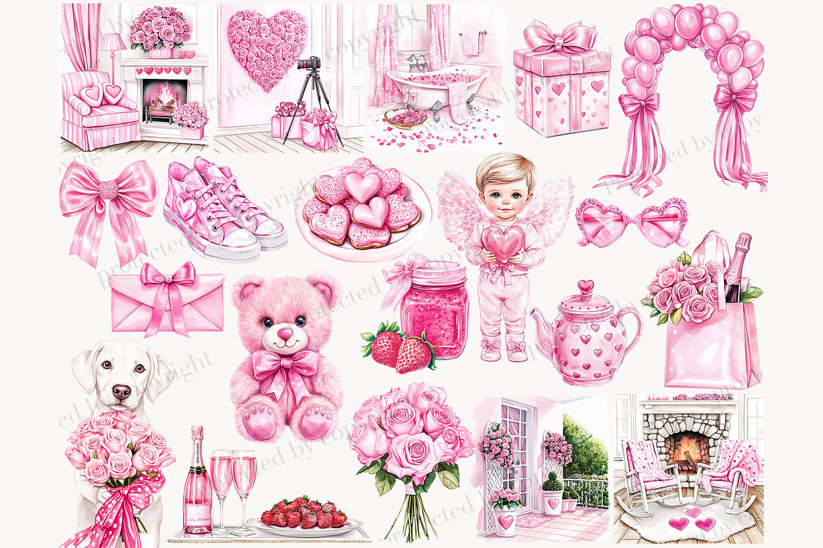 Sweet Love Valentine Clipart, a Person Illustration by GlamArtZhanna (Photo 3 of 8)