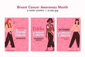Breat Cancer Awareness Month Posters, a Healthcare Illustration by Good Studio