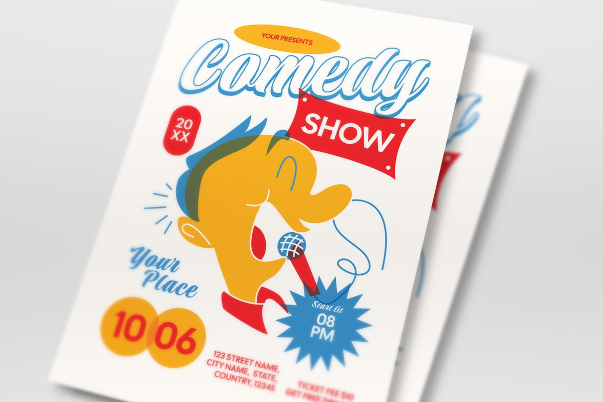 Yellow Quirky Comedy Show Flyer Set, a Flyer Template by graphicook (Photo 2 of 3)