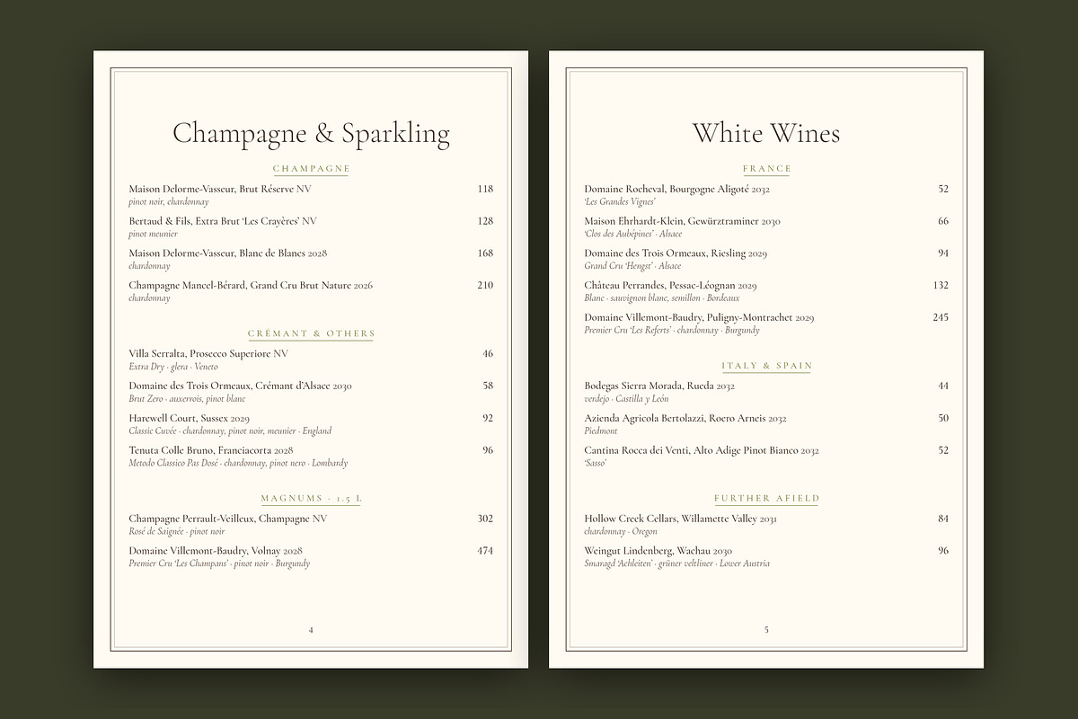 Elegant Wine List Menu Template, a Brochure Template by BrandPacks