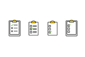 Different types of checklist icons, an Object Illustration by skripnikbb