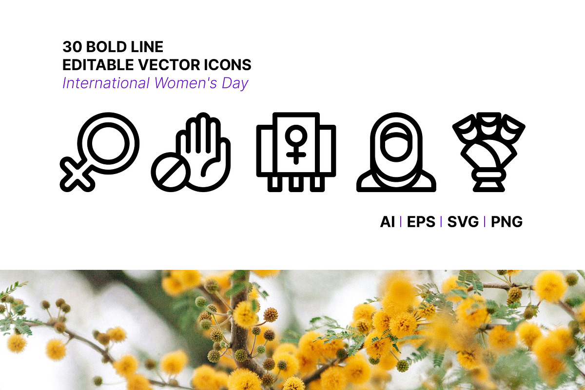 30 International Women's Day Icons, an Outline Icon by Side Project (Photo 1 of 7)