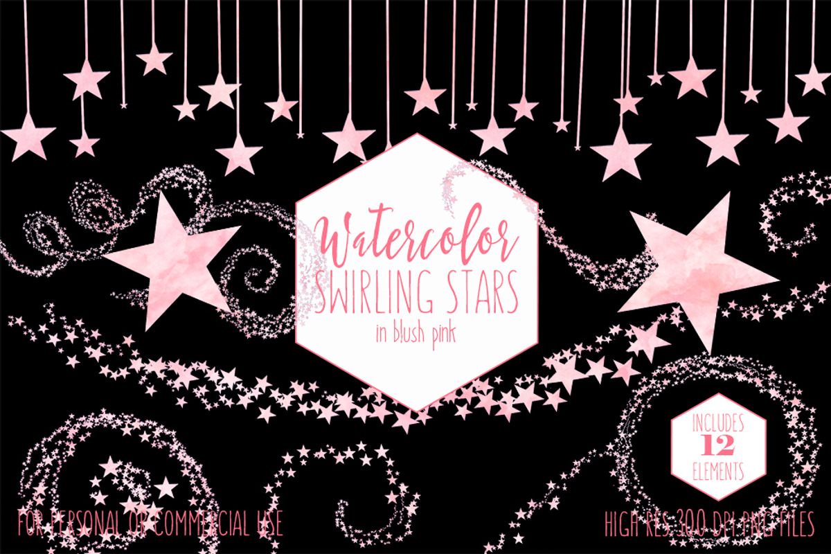 Blush Pink Watercolor Star Clipart, an Illustration by ClipartBrat Graphics (Photo 1 of 5)