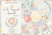 Cute Tropical animals clipart., an Animal Illustration by Yuliya Art (Thumbnail 1 of 33)